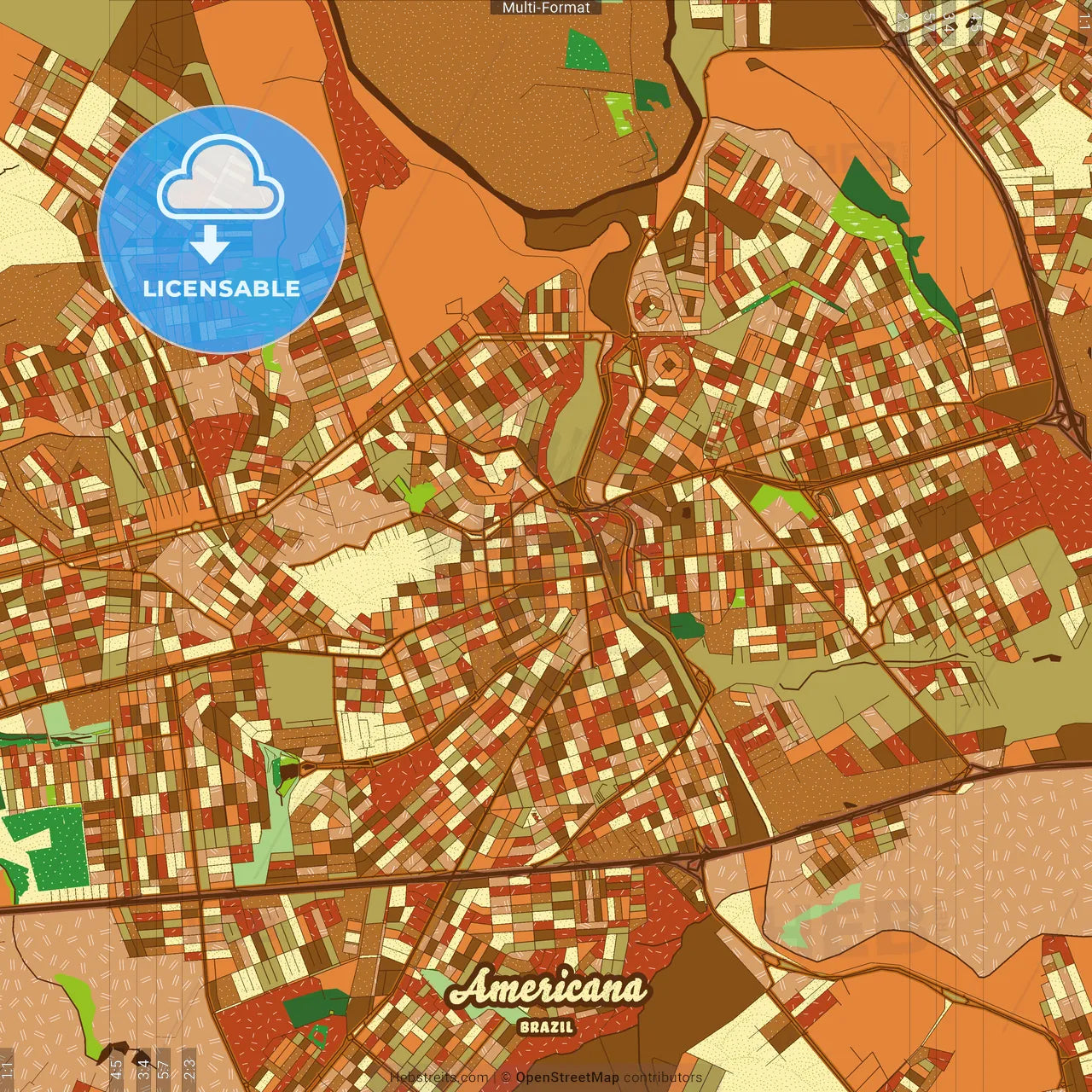 Americana Brazil Farmhouse Poster Art Map Template