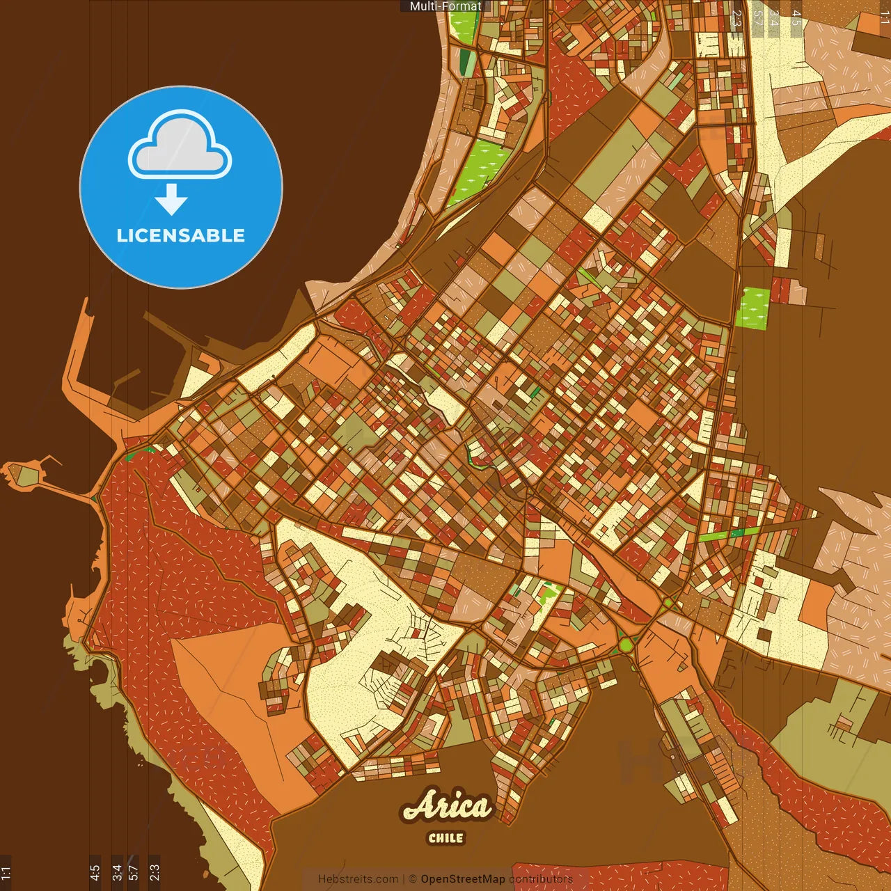 Arica Chile Farmhouse Poster Art Map Template