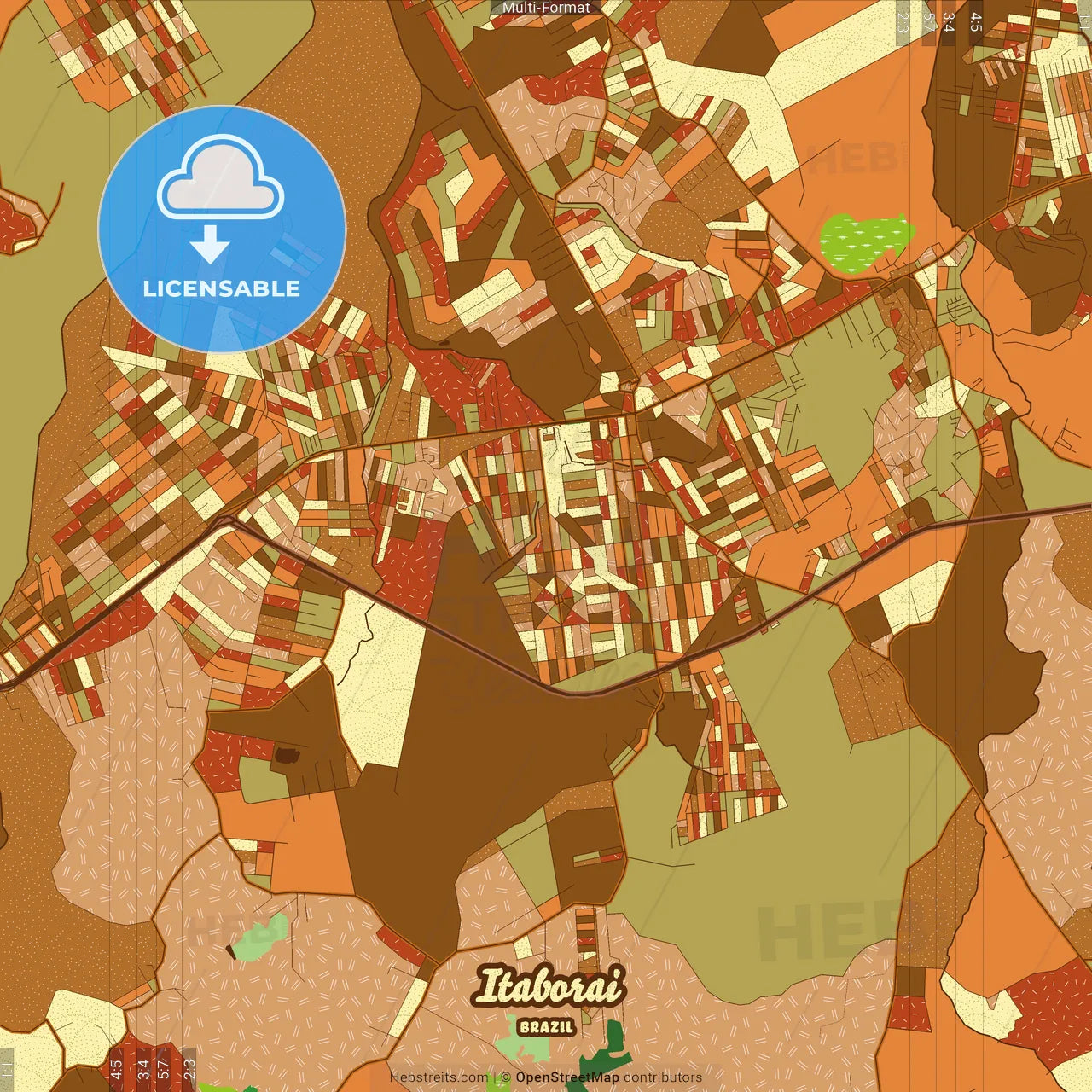 Itaborai Brazil Farmhouse Poster Art Map Template