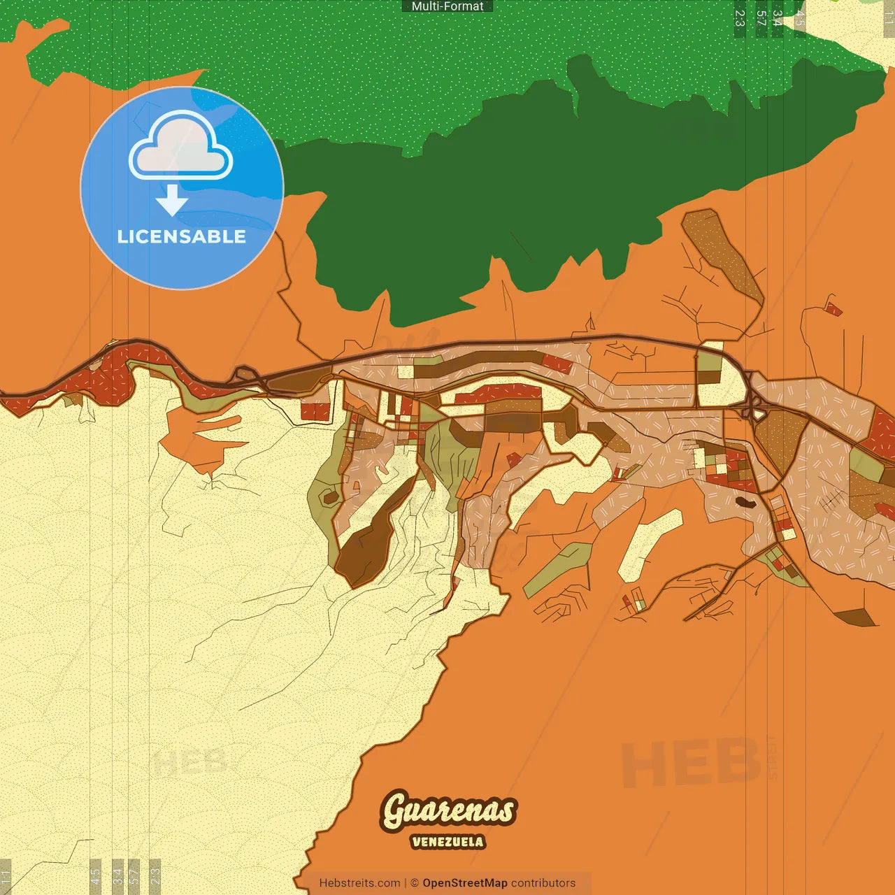 Guarenas Venezuela Farmhouse Poster Art Map Template