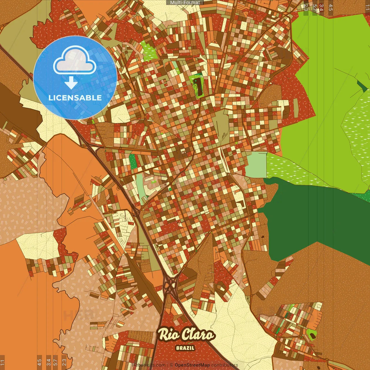 Rio Claro Brazil Farmhouse Poster Art Map Template