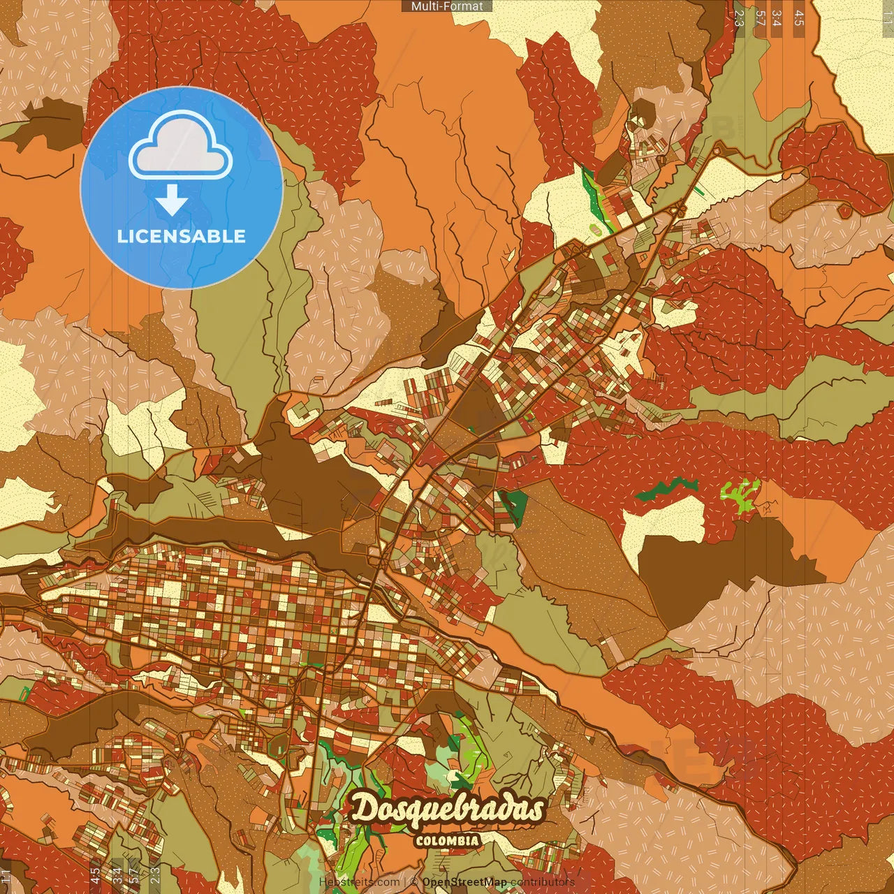 Dosquebradas Colombia Farmhouse Poster Art Map Template