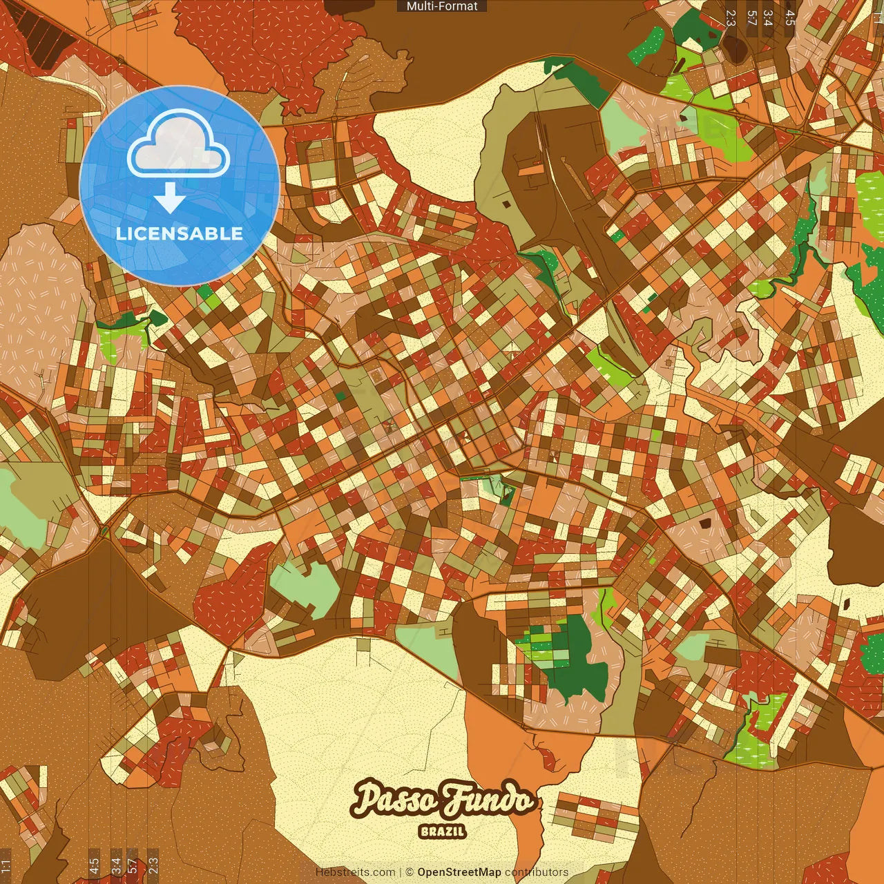 Passo Fundo Brazil Farmhouse Poster Art Map Template