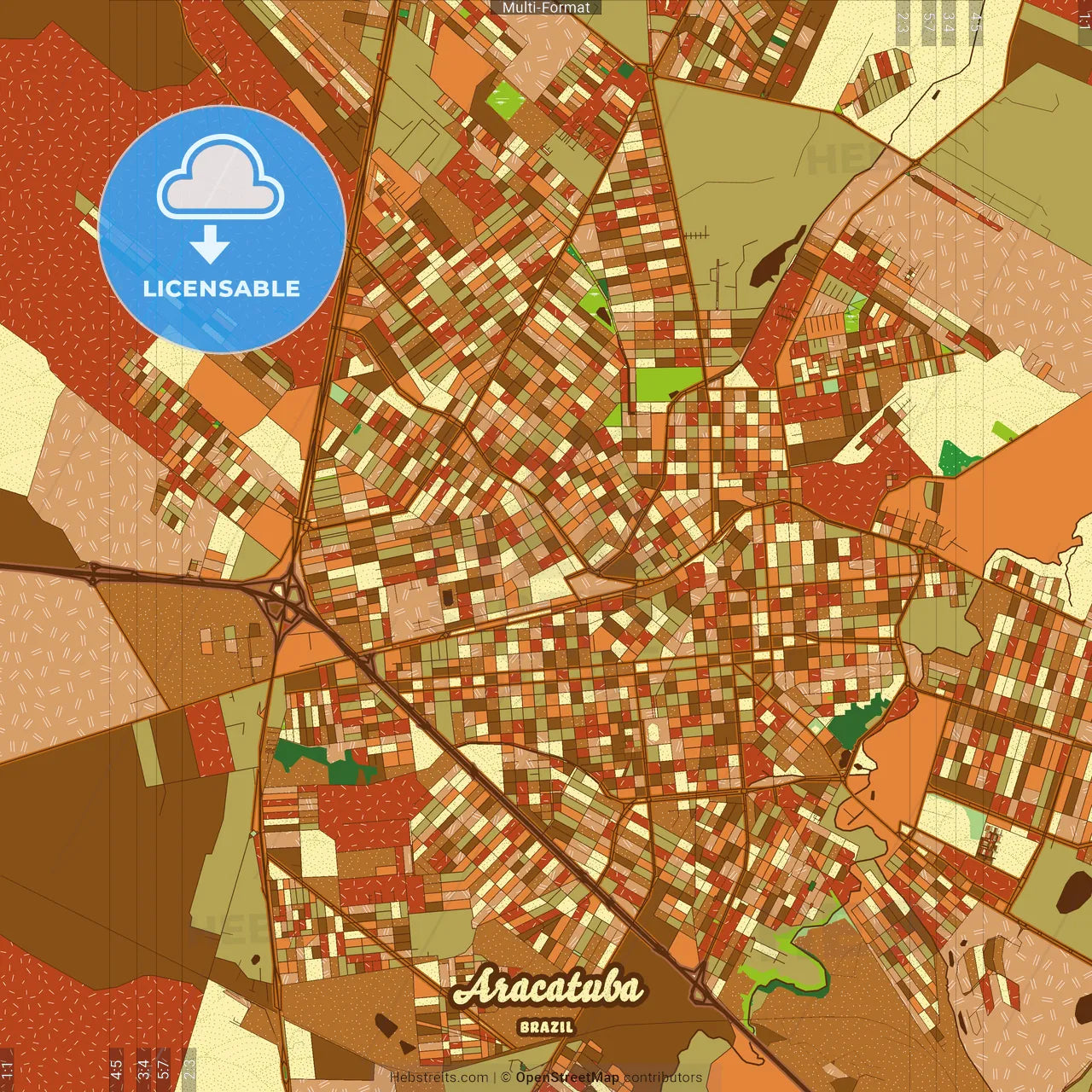 Aracatuba Brazil Farmhouse Poster Art Map Template