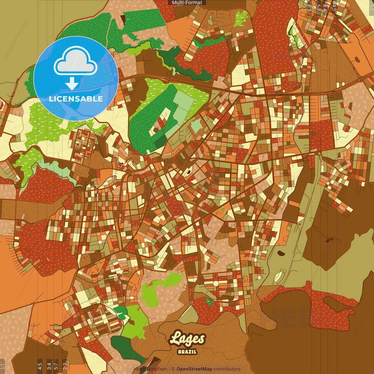 Lages Brazil Farmhouse Poster Art Map Template