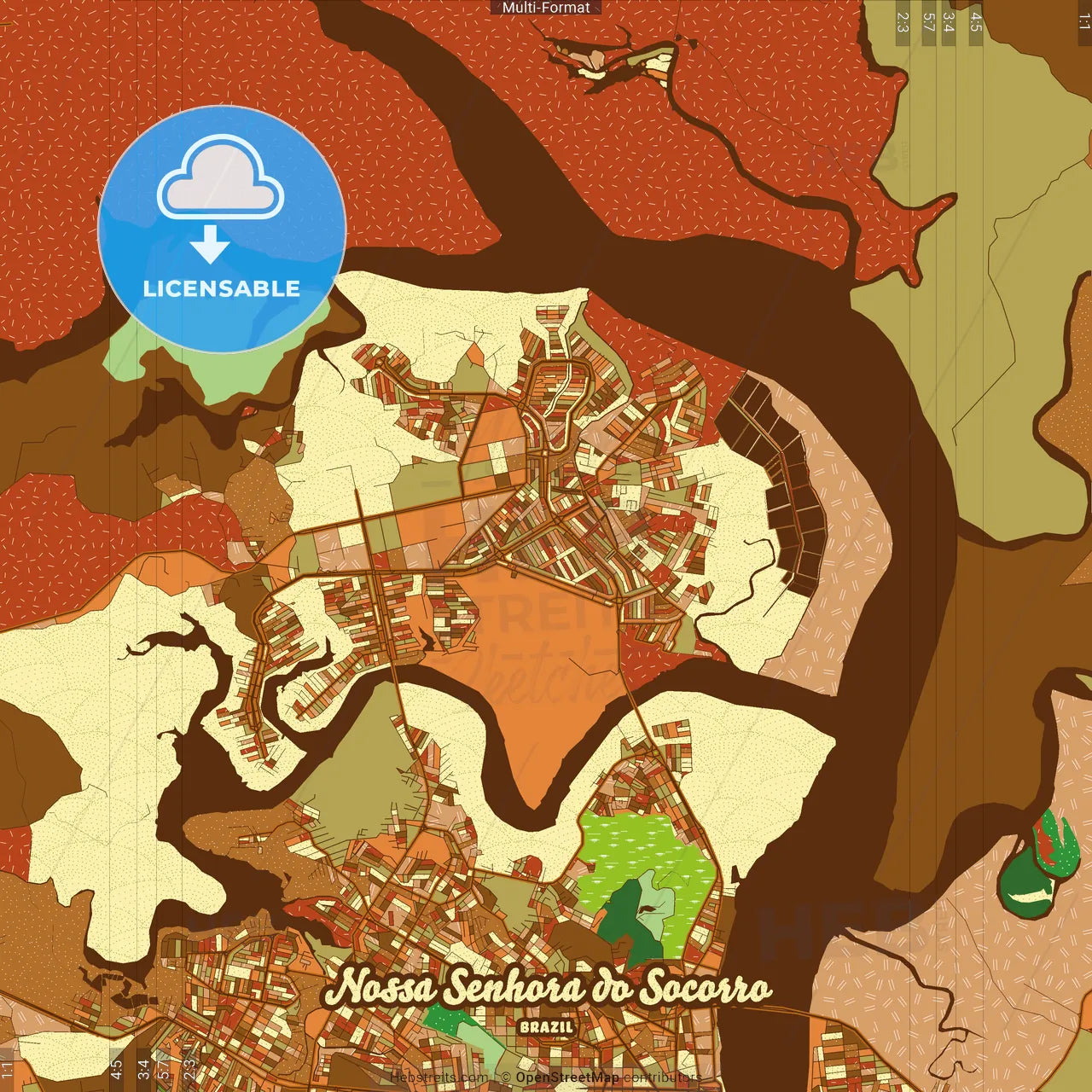 Nossa Senhora do Socorro Brazil Farmhouse Poster Art Map Template