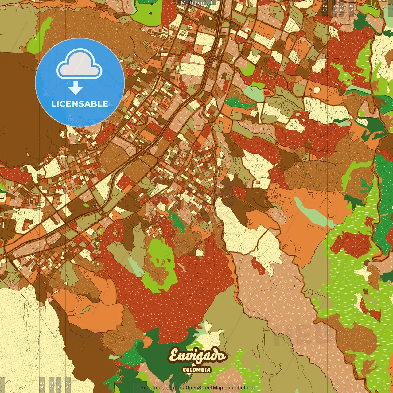 Envigado Colombia Farmhouse Poster Art Map Template