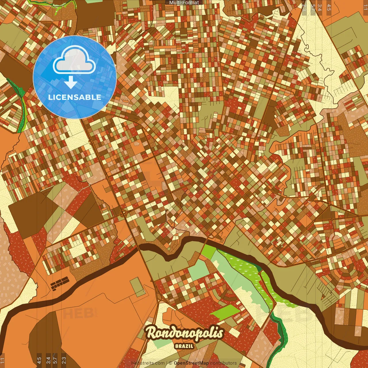 Rondonopolis Brazil Farmhouse Poster Art Map Template