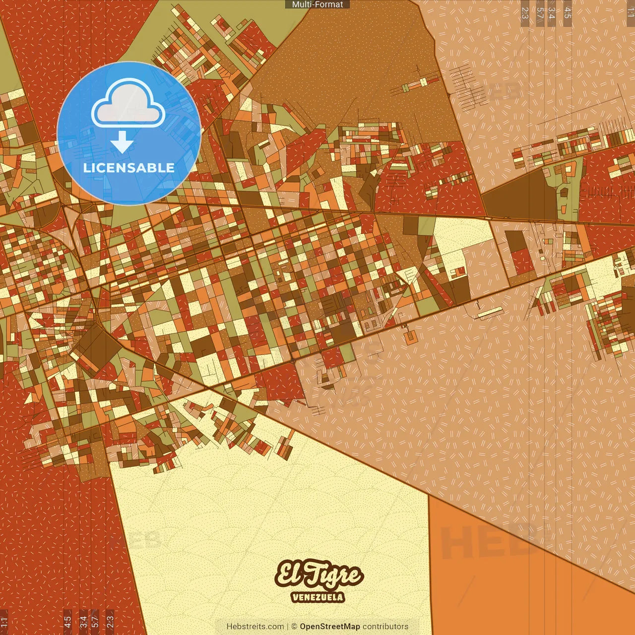El Tigre Venezuela Farmhouse Poster Art Map Template
