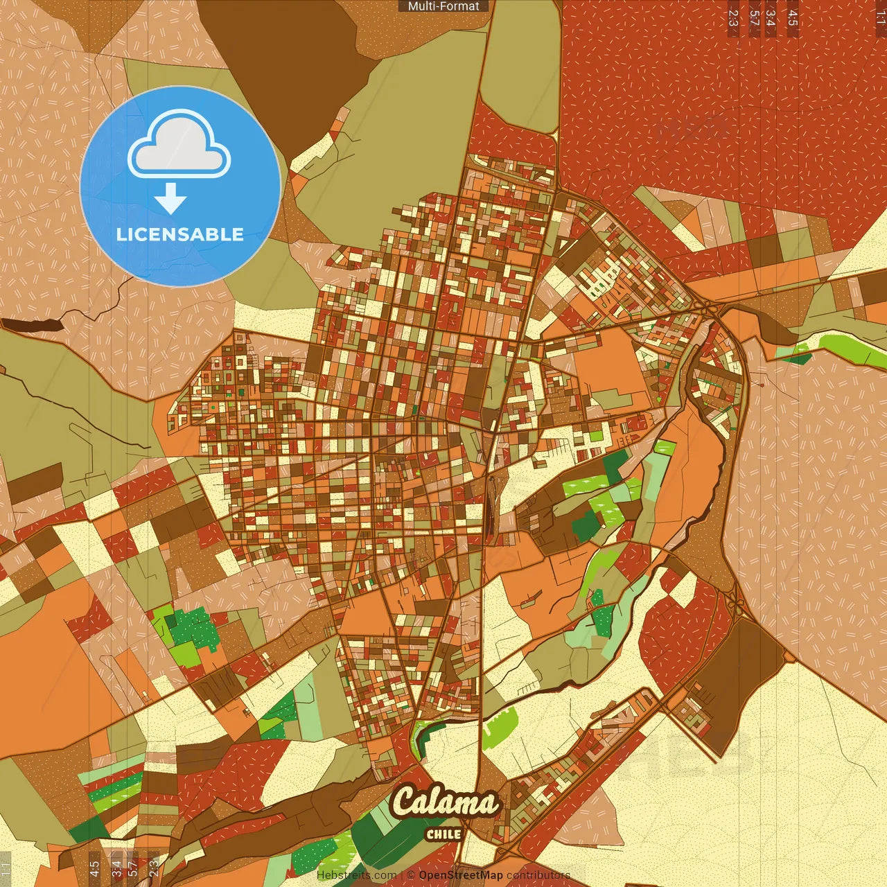 Calama Chile Farmhouse Poster Art Map Template