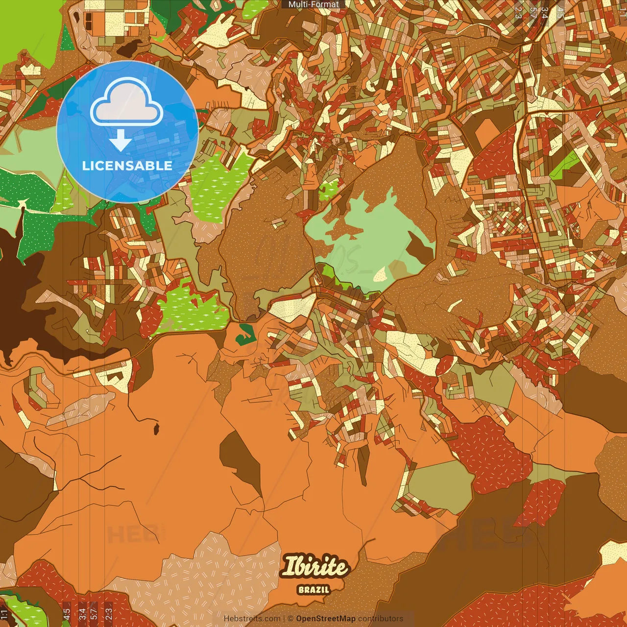 Ibirite Brazil Farmhouse Poster Art Map Template