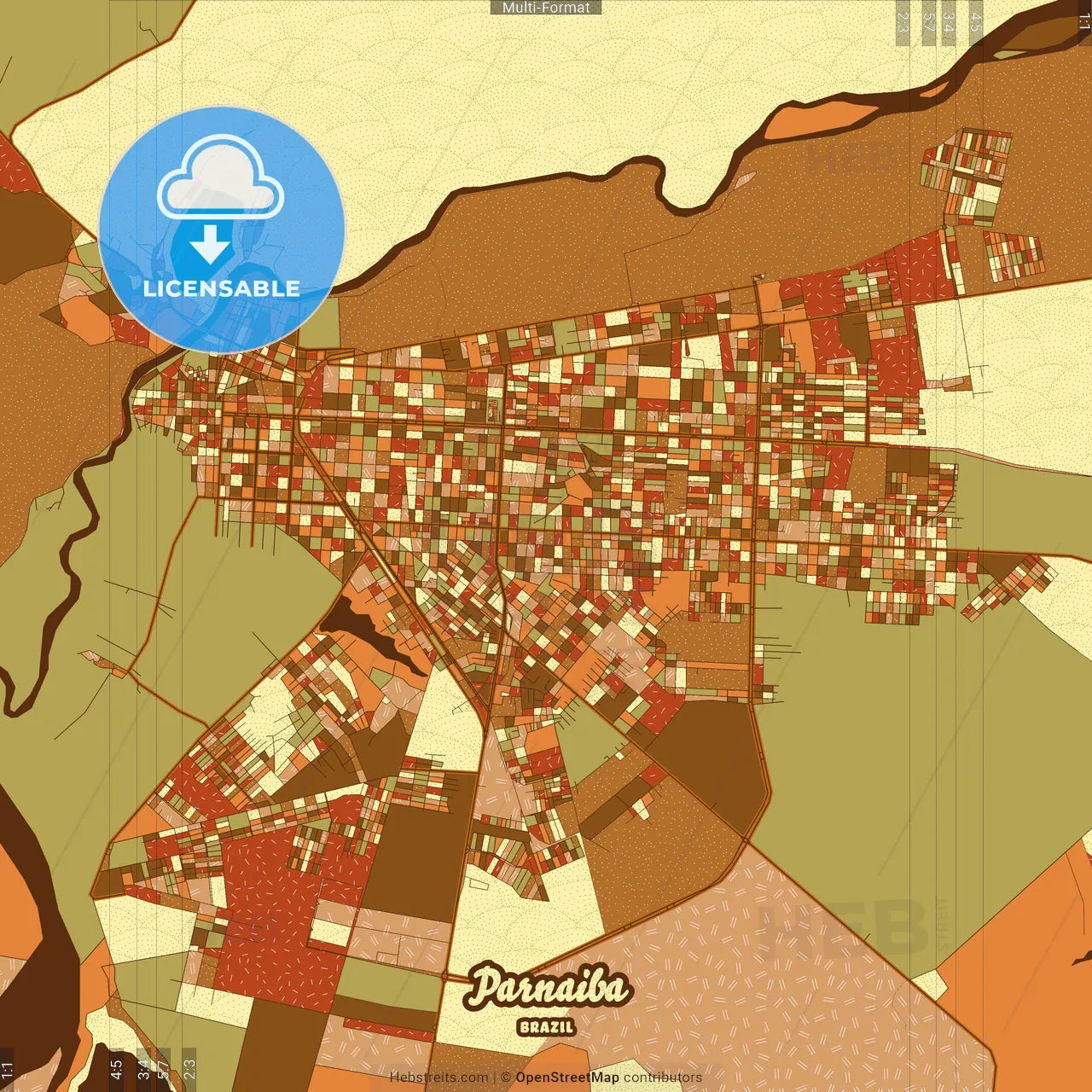 Parnaiba Brazil Farmhouse Poster Art Map Template