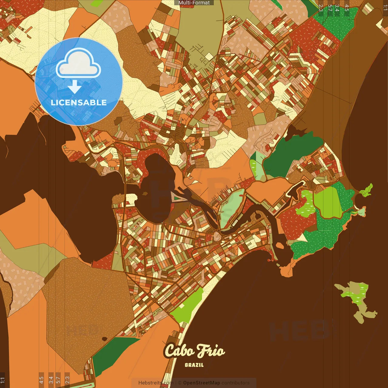 Cabo Frio Brazil Farmhouse Poster Art Map Template