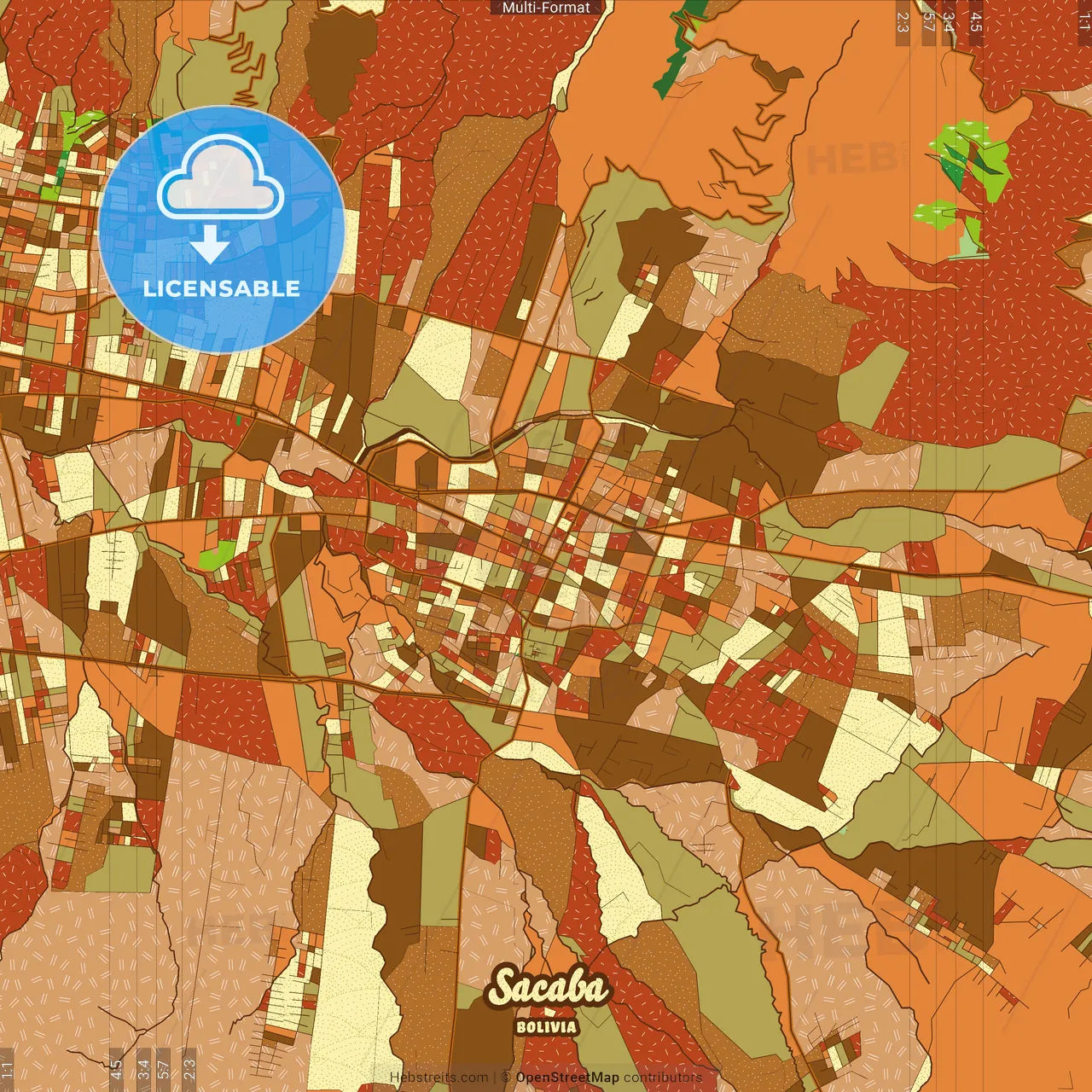 Sacaba Bolivia Farmhouse Poster Art Map Template