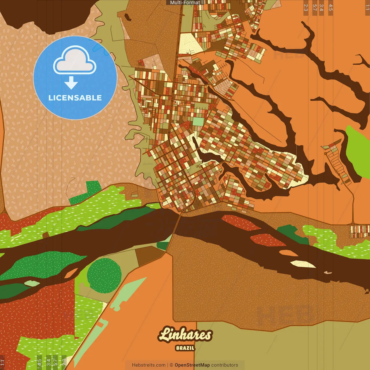 Linhares Brazil Farmhouse Poster Art Map Template