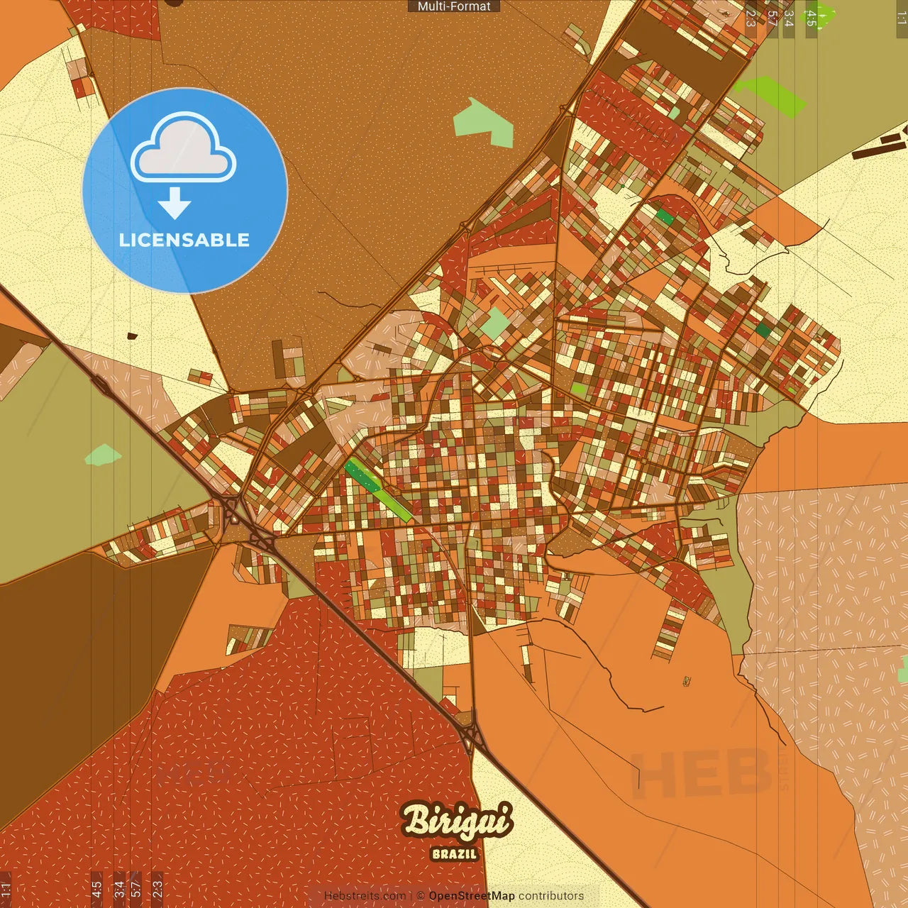 Birigui Brazil Farmhouse Poster Art Map Template