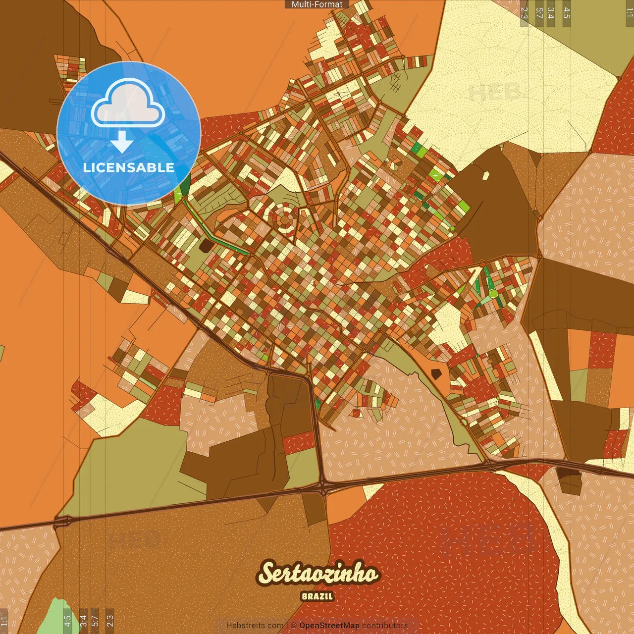 Sertaozinho Brazil Farmhouse Poster Art Map Template