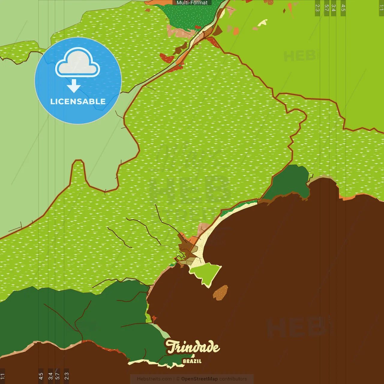 Trindade Brazil Farmhouse Poster Art Map Template
