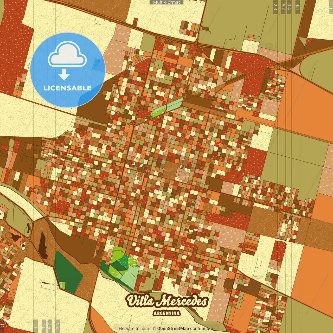 Villa Mercedes Argentina Farmhouse Poster Art Map Template