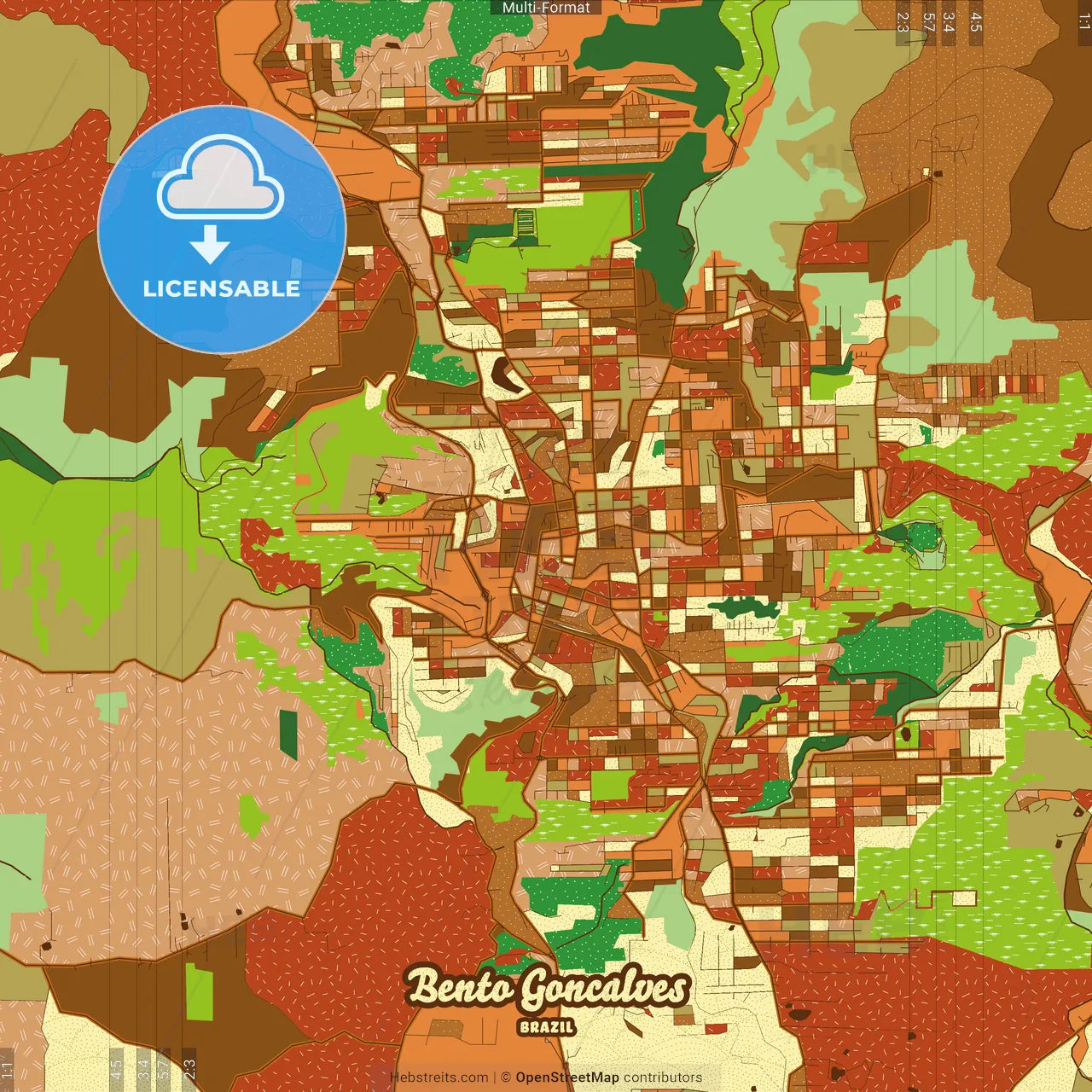 Bento Goncalves Brazil Farmhouse Poster Art Map Template