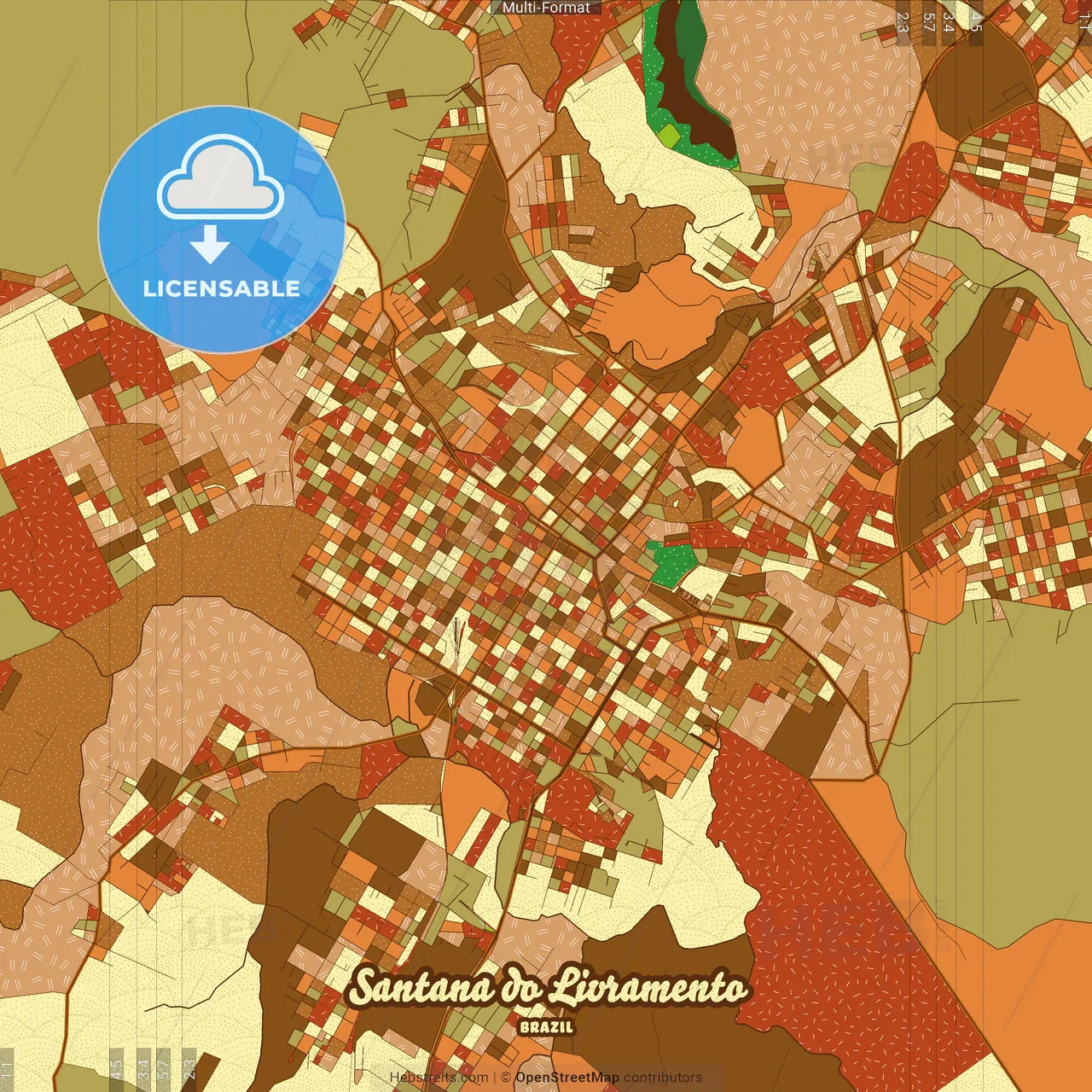 Santana do Livramento Brazil Farmhouse Poster Art Map Template