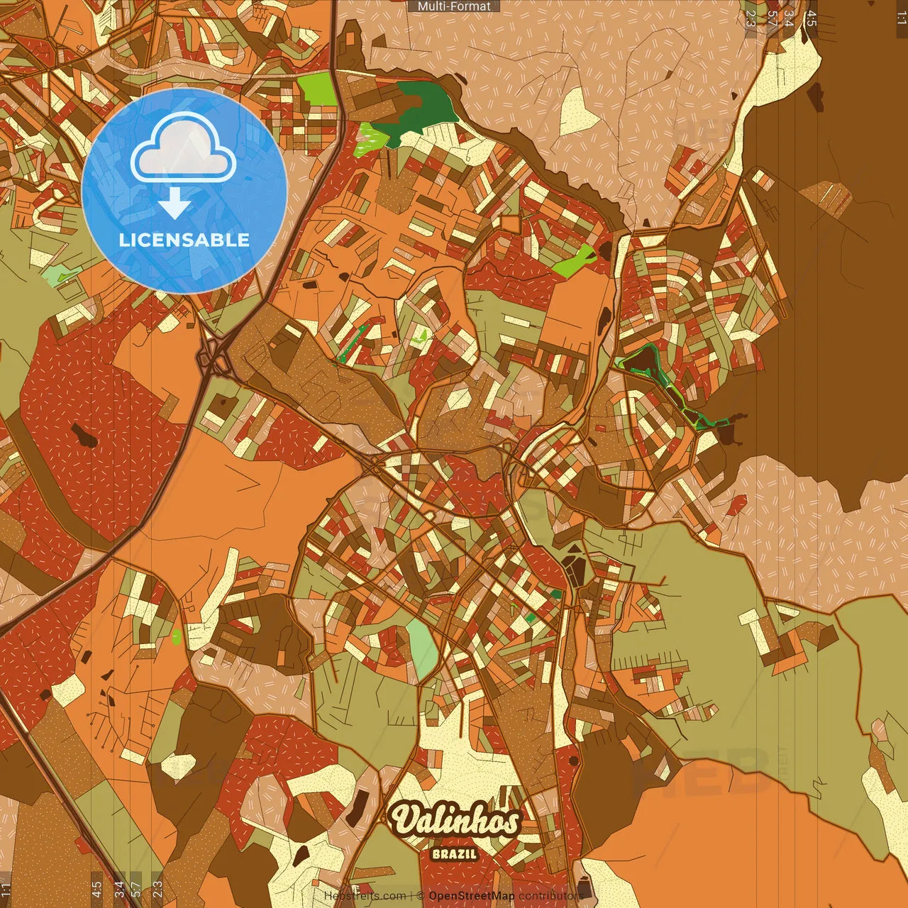 Valinhos Brazil Farmhouse Poster Art Map Template