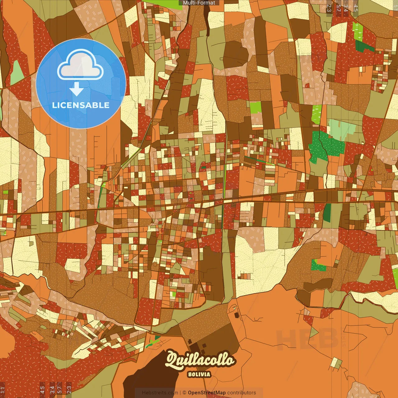 Quillacollo Bolivia Farmhouse Poster Art Map Template