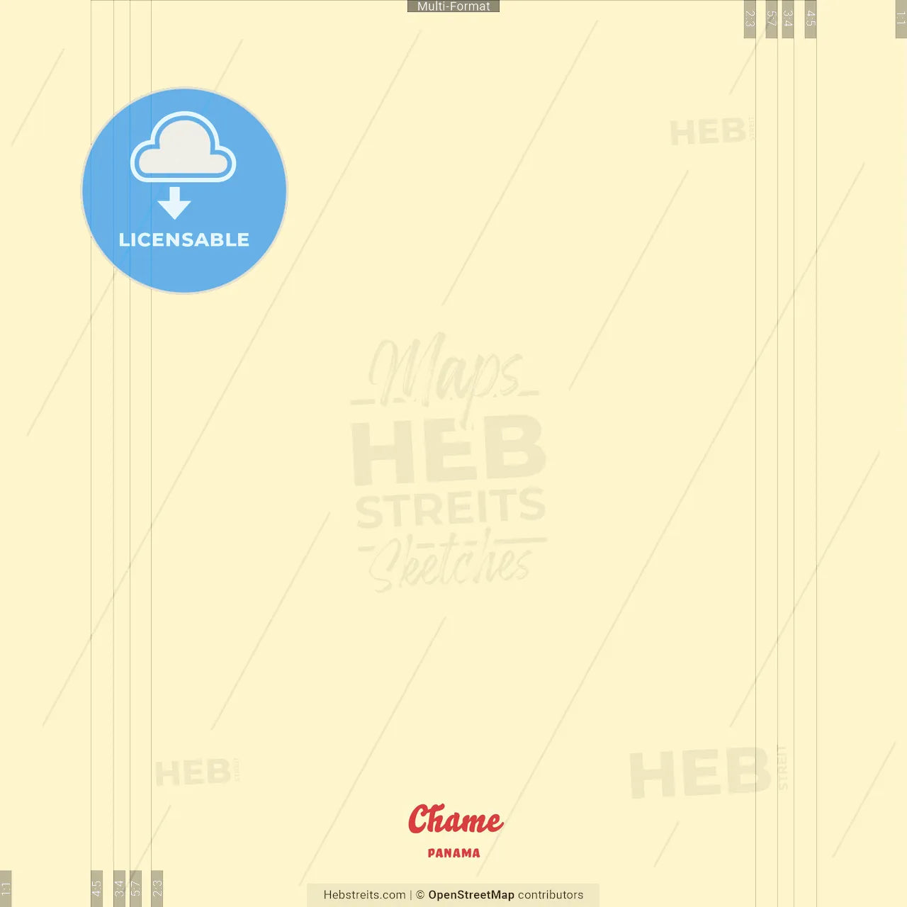 Chame, Panamá Oeste, Panama Crazy Colorful Street Map Poster Template