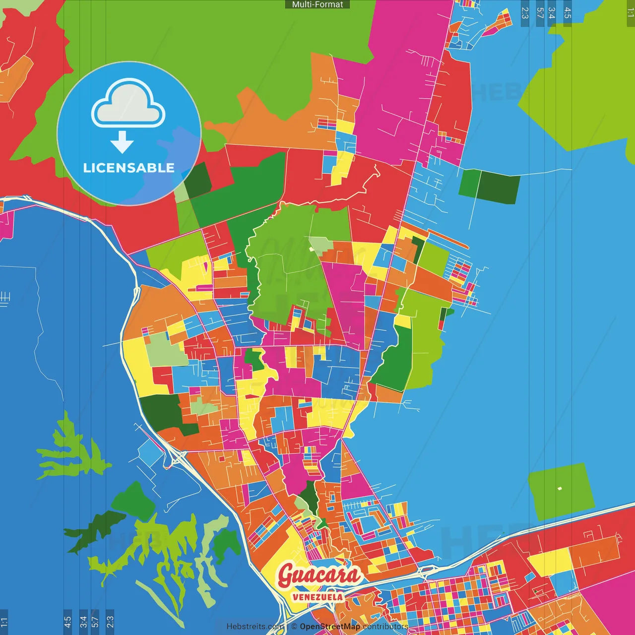 Guacara, Venezuela Crazy Colorful Street Map Poster Template