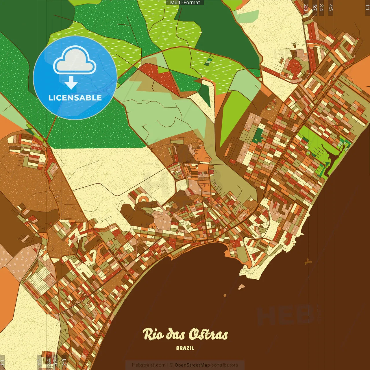 Rio das Ostras Brazil Farmhouse Poster Art Map Template