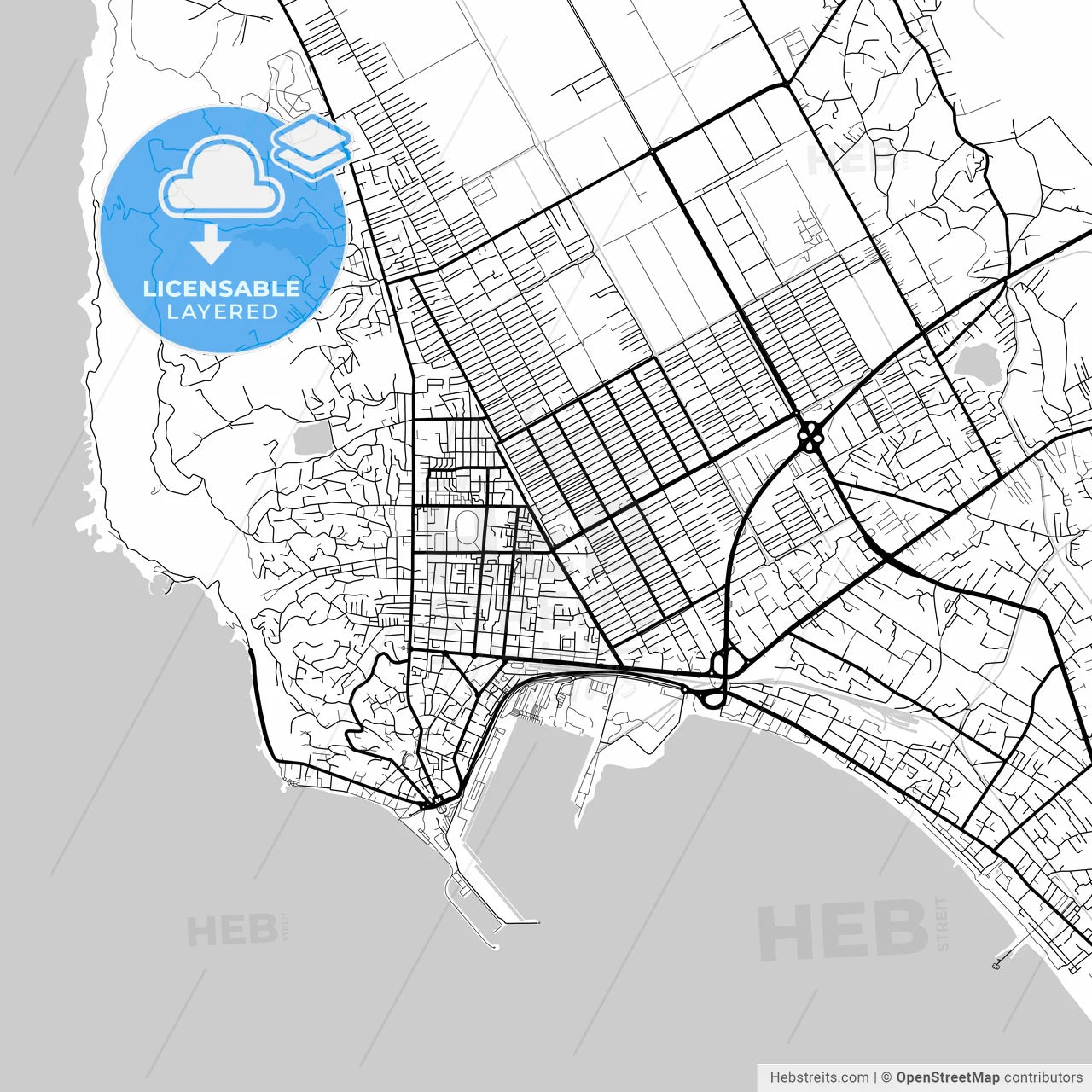 Layered PDF map of Durrës, Albania