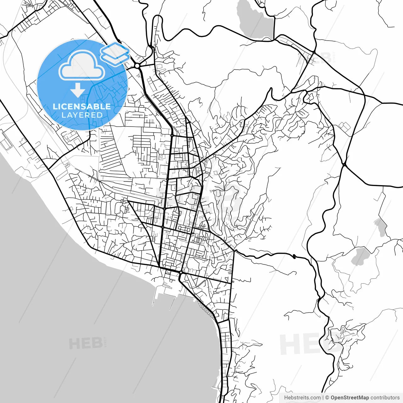 Layered PDF map of Vlorë, Albania