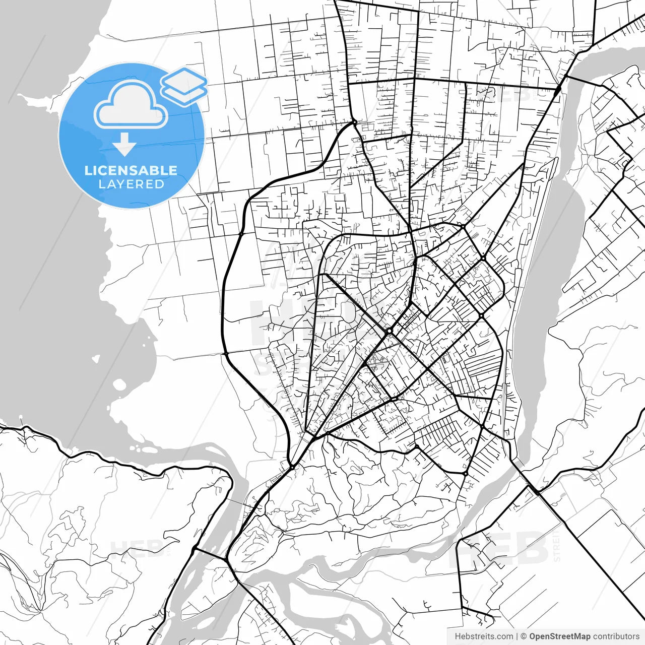 Layered PDF map of Shkodër, Albania