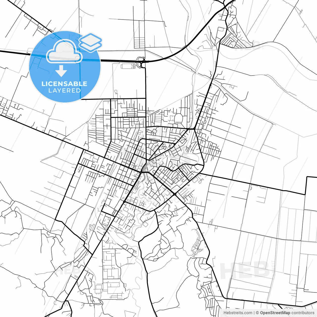 Layered PDF map of Fier, Albania