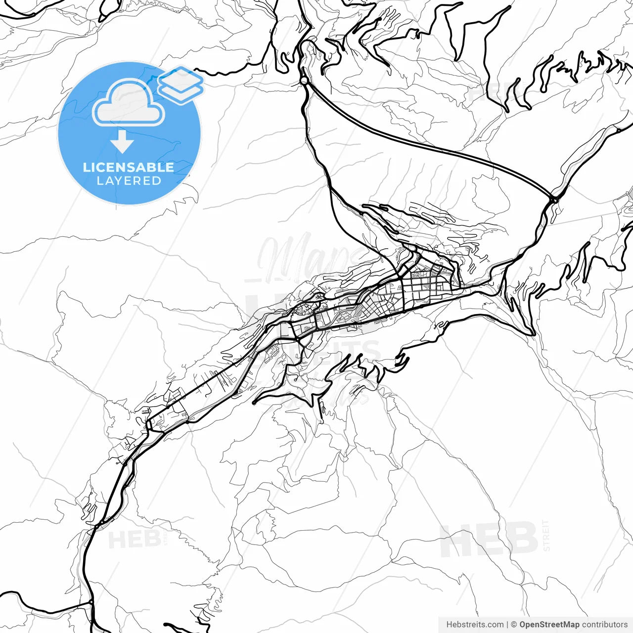 Layered PDF map of Andorra la Vella, Andorra