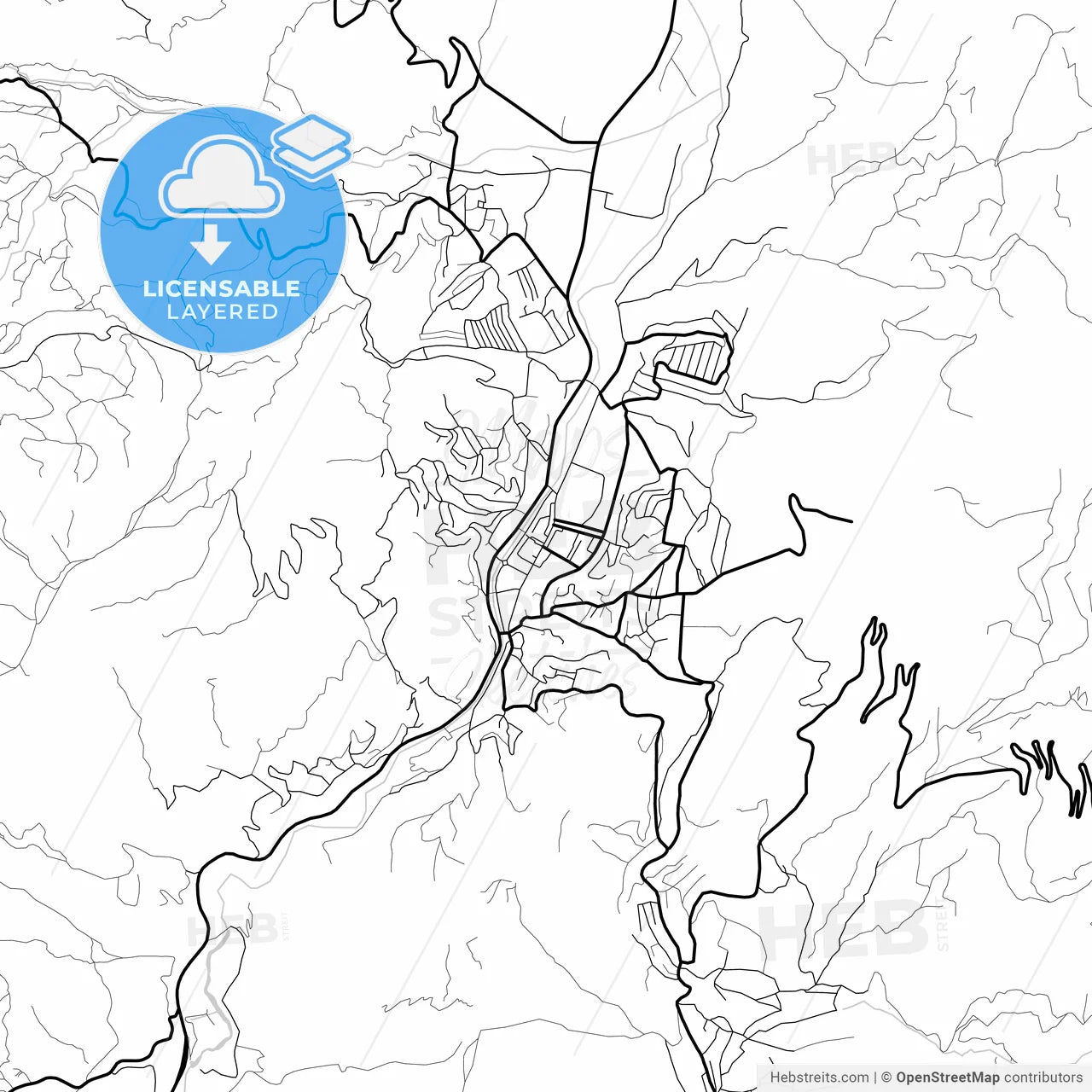 Layered PDF map of Ijevan, Tavush, Armenia