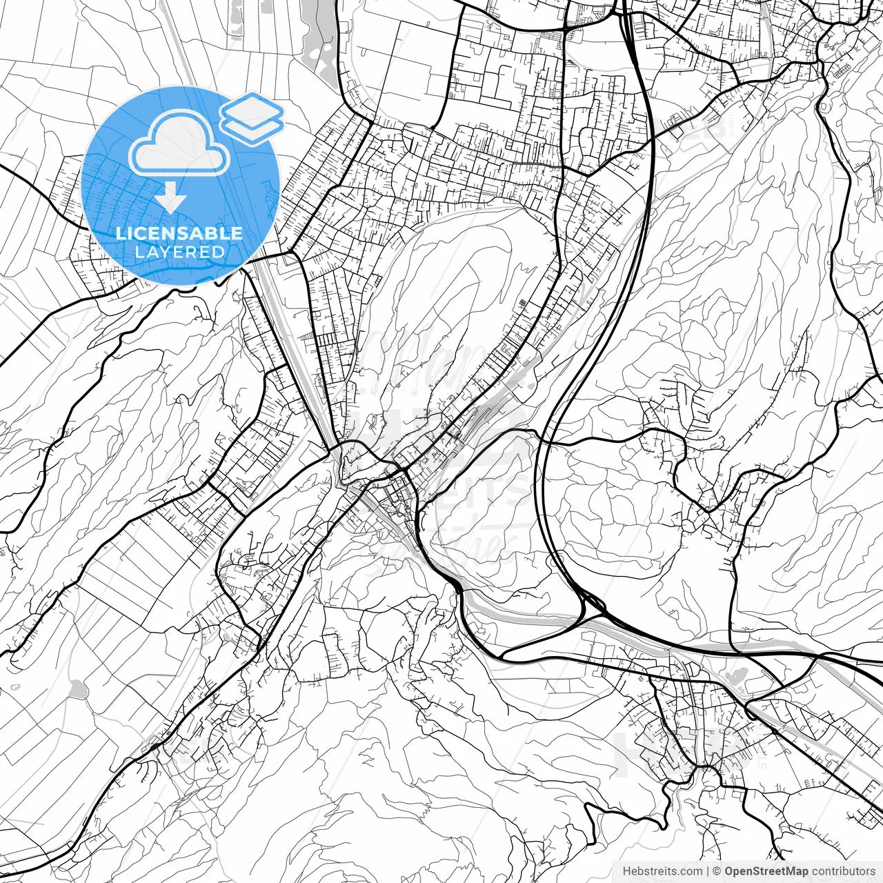Layered PDF map of Feldkirch, Vorarlberg, Austria