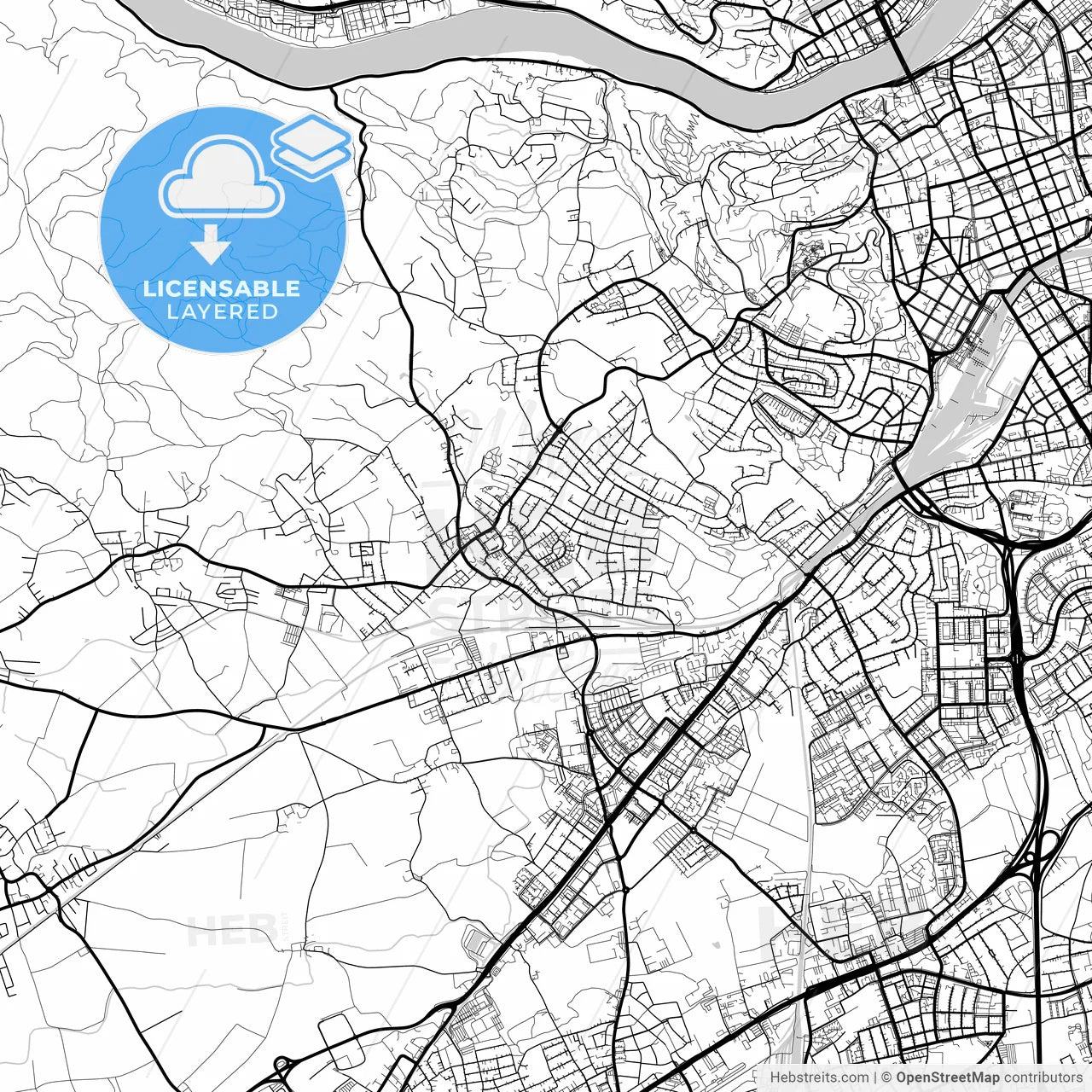 Layered PDF map of Leonding, Upper Austria, Austria