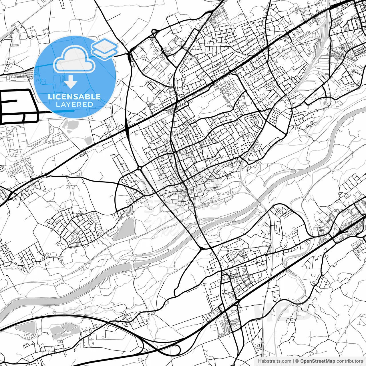 Layered PDF map of Traun, Upper Austria, Austria