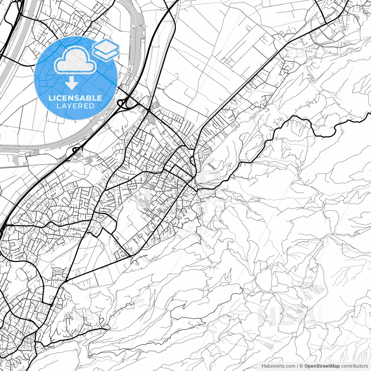 Layered PDF map of Hohenems, Vorarlberg, Austria