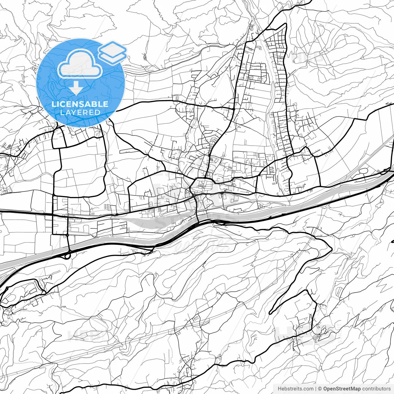 Layered PDF map of Hall in Tirol, Tyrol, Austria