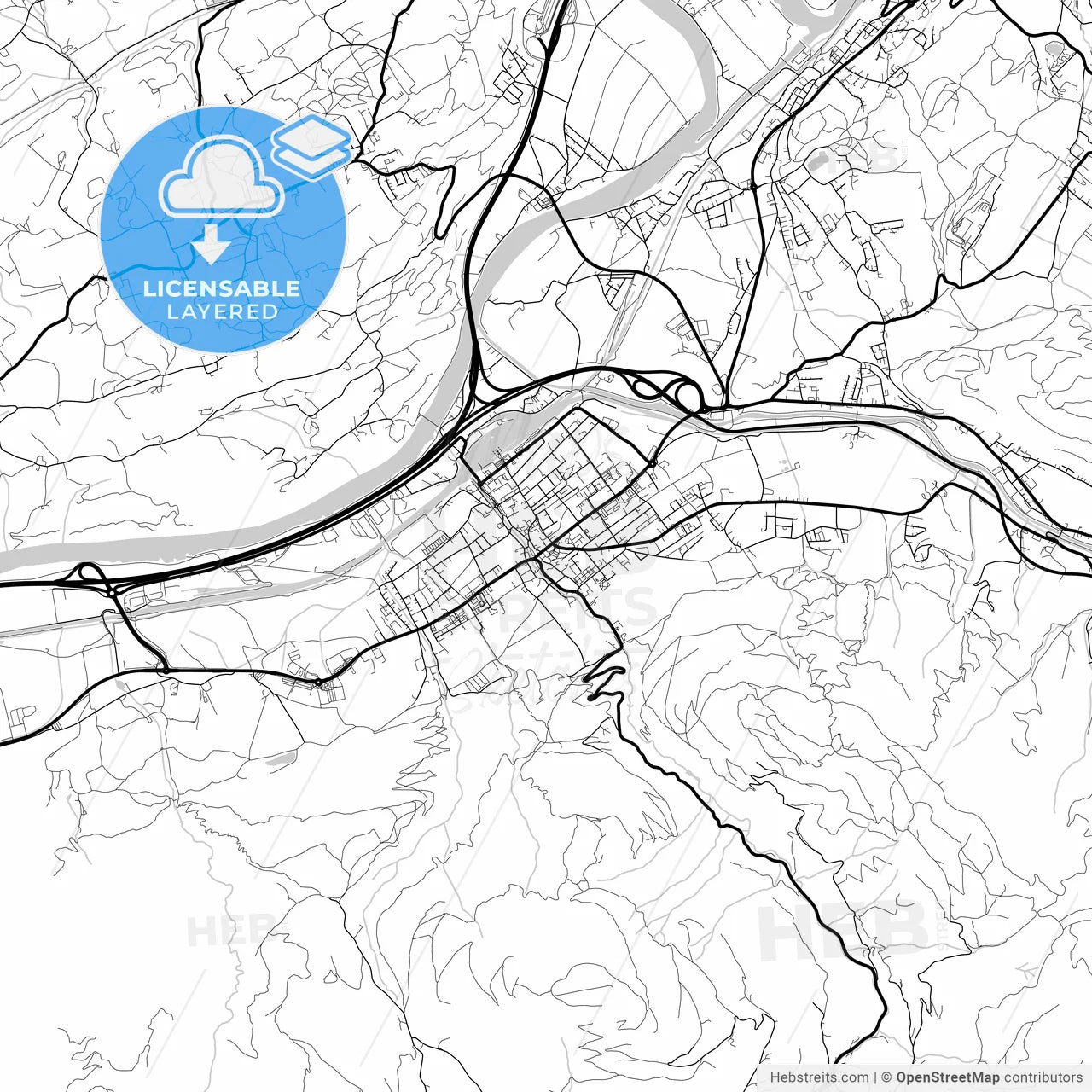 Layered PDF map of Wörgl, Tyrol, Austria