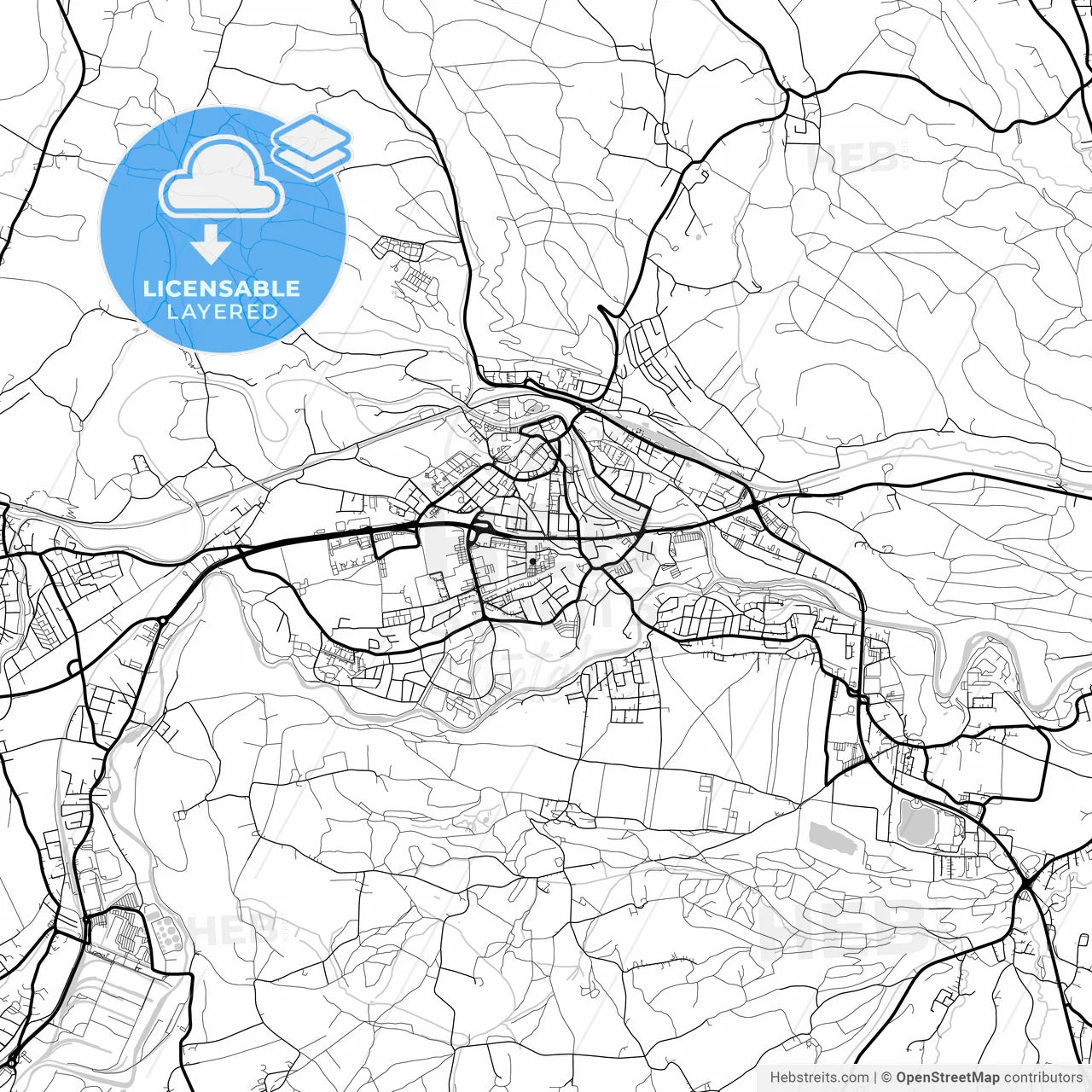 Layered PDF map of Vöcklabruck, Upper Austria, Austria