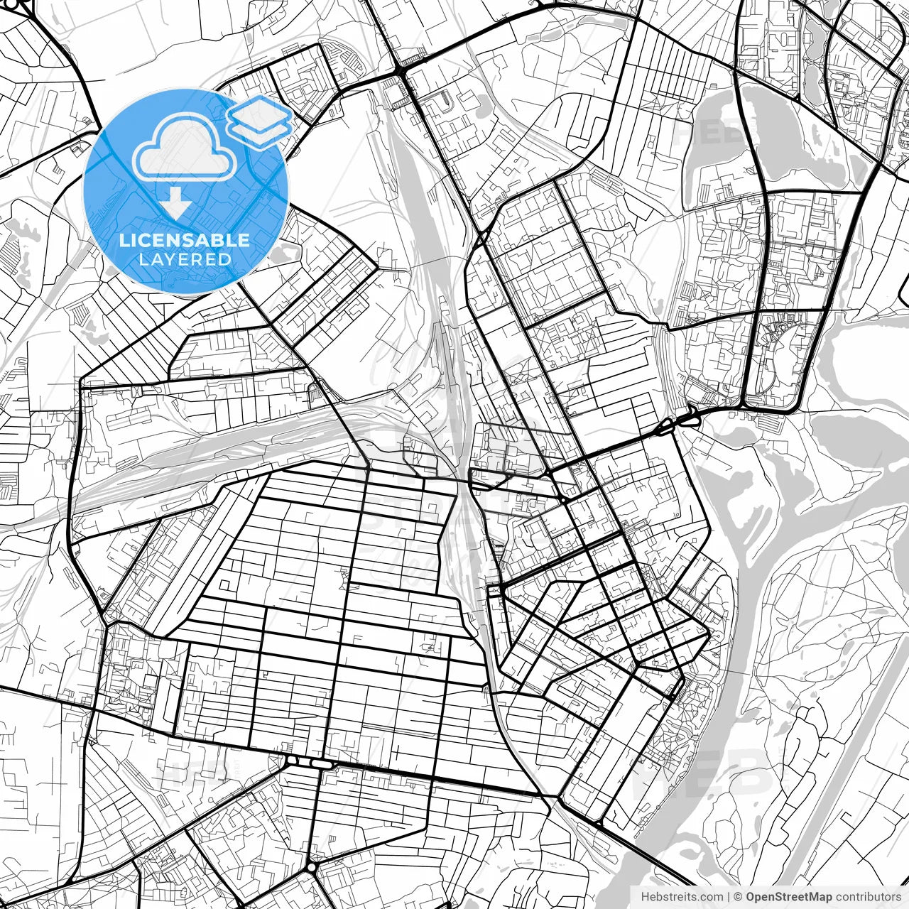 Layered PDF map of Gomel, Voblasć, Belarus