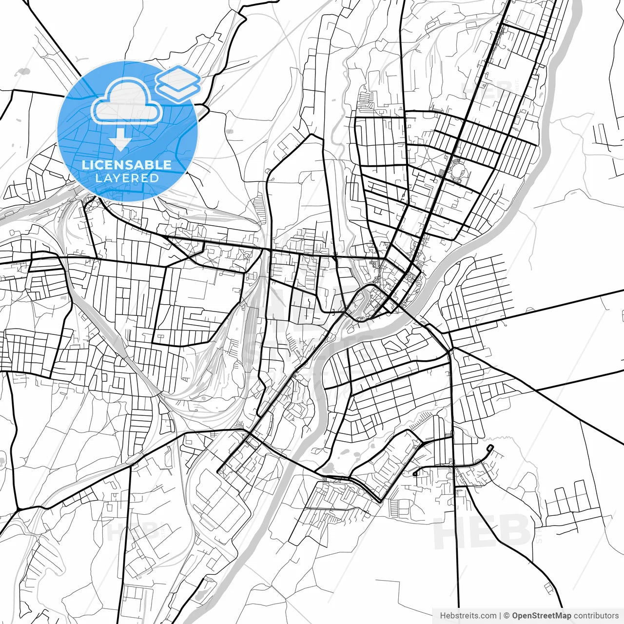 Layered PDF map of Orsha, Voblasć, Belarus
