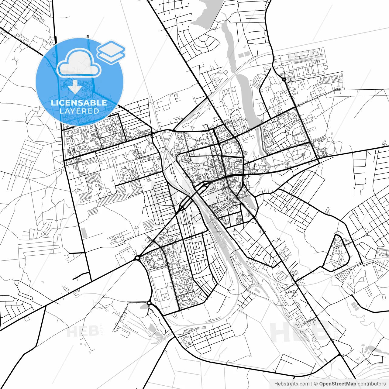 Layered PDF map of Lida, Rajon, Belarus