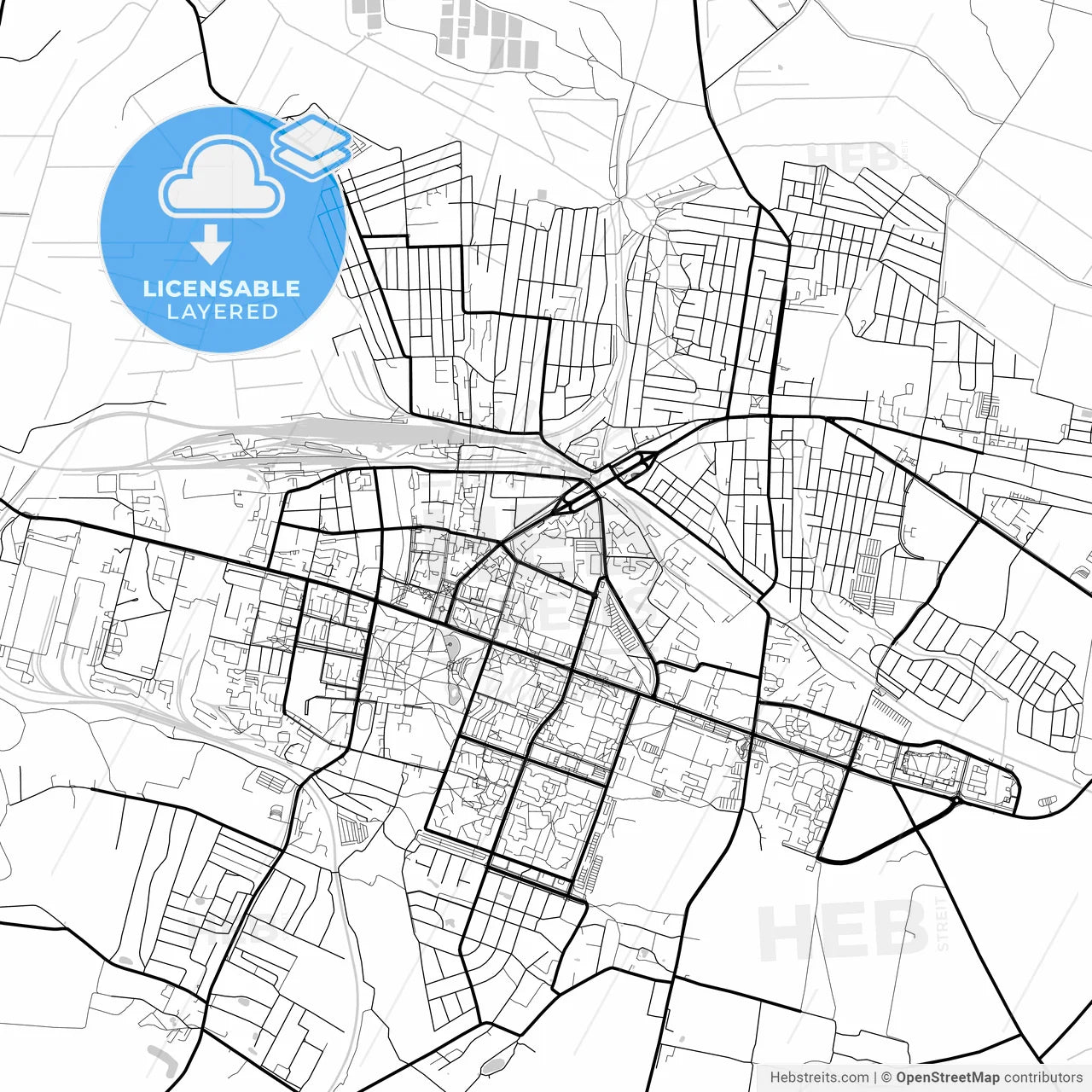 Layered PDF map of Maladzyechna, Rajon, Belarus