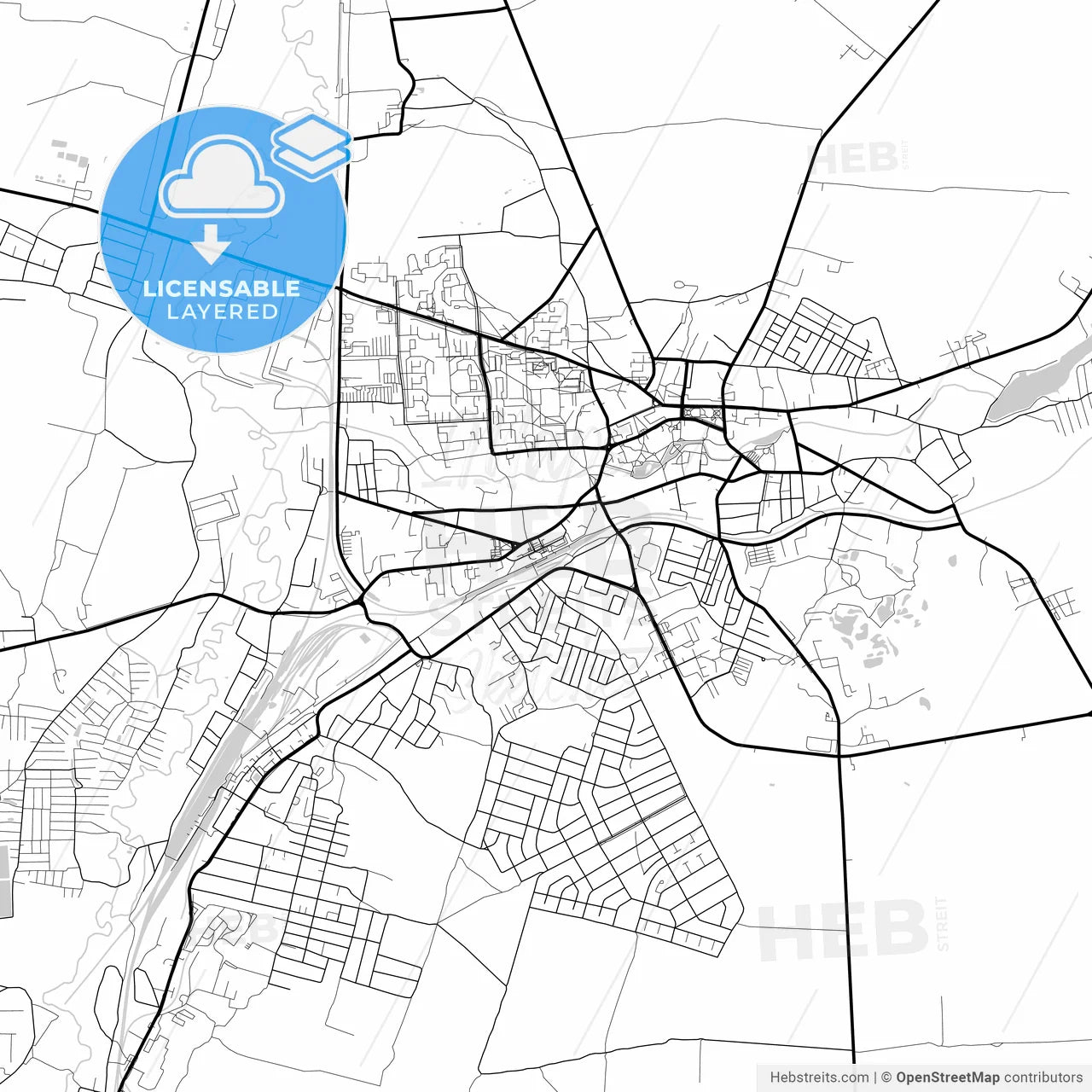 Layered PDF map of Vawkavysk, Rajon, Belarus