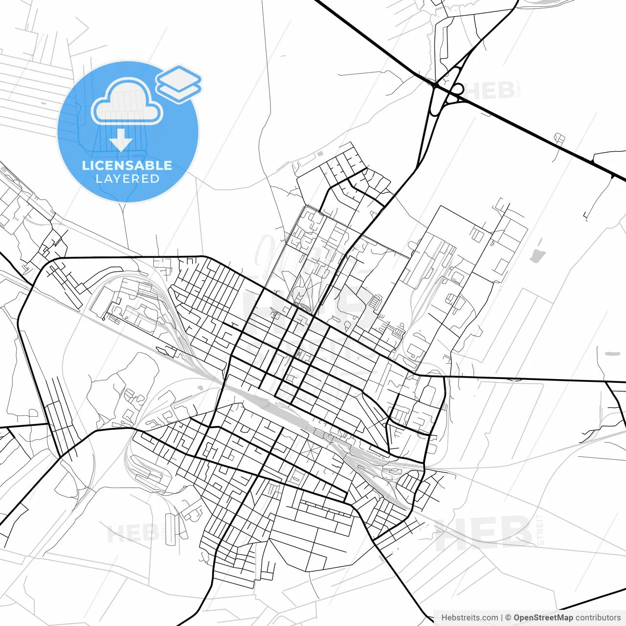 Layered PDF map of Asipovichy, Rajon, Belarus