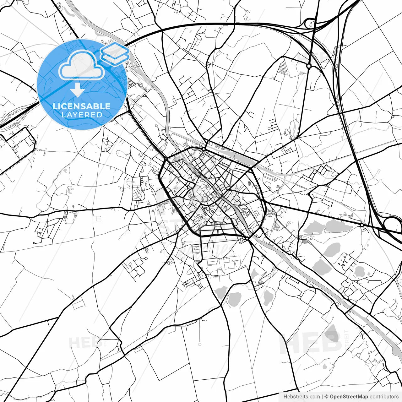 Layered PDF map of Tournai, Hainaut, Belgium